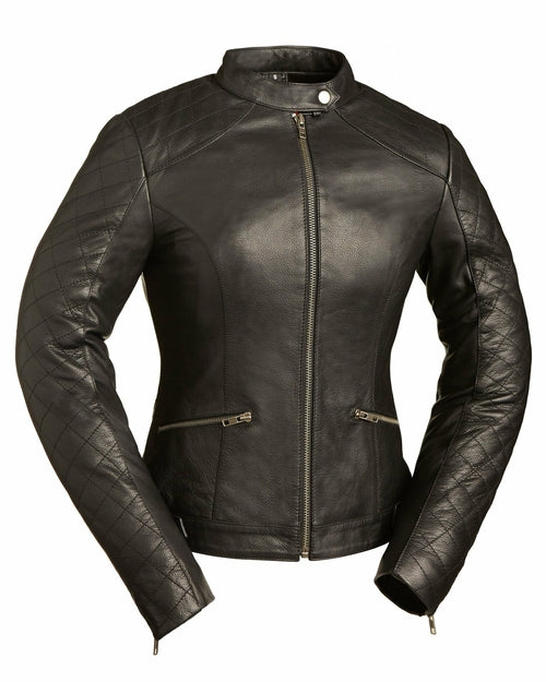 Black Diamonds - Women's Leather Motorcycle Jacket