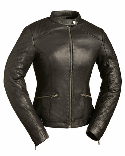Black Diamonds - Women's Leather Motorcycle Jacket