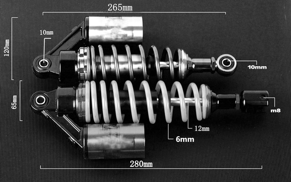 Universal 1 PCS 265mm 280mm Motorcycle Air Shock Absorber Rear Suspension For Yamaha Motor Scooter ATV Quad