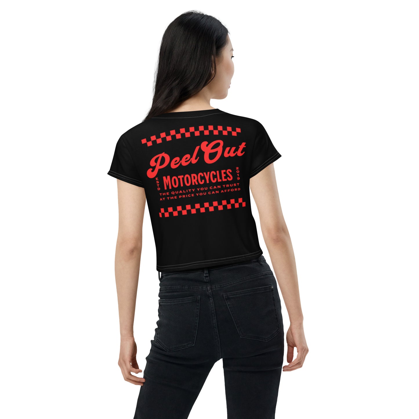 Peel Out Motorcycles Crop Tee - Black