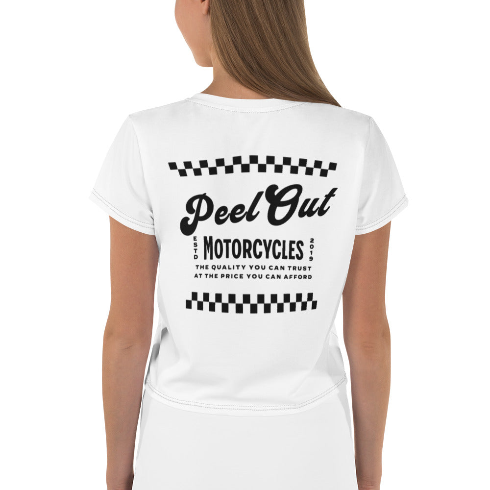 Peel Out Motorcycles Crop tee - White