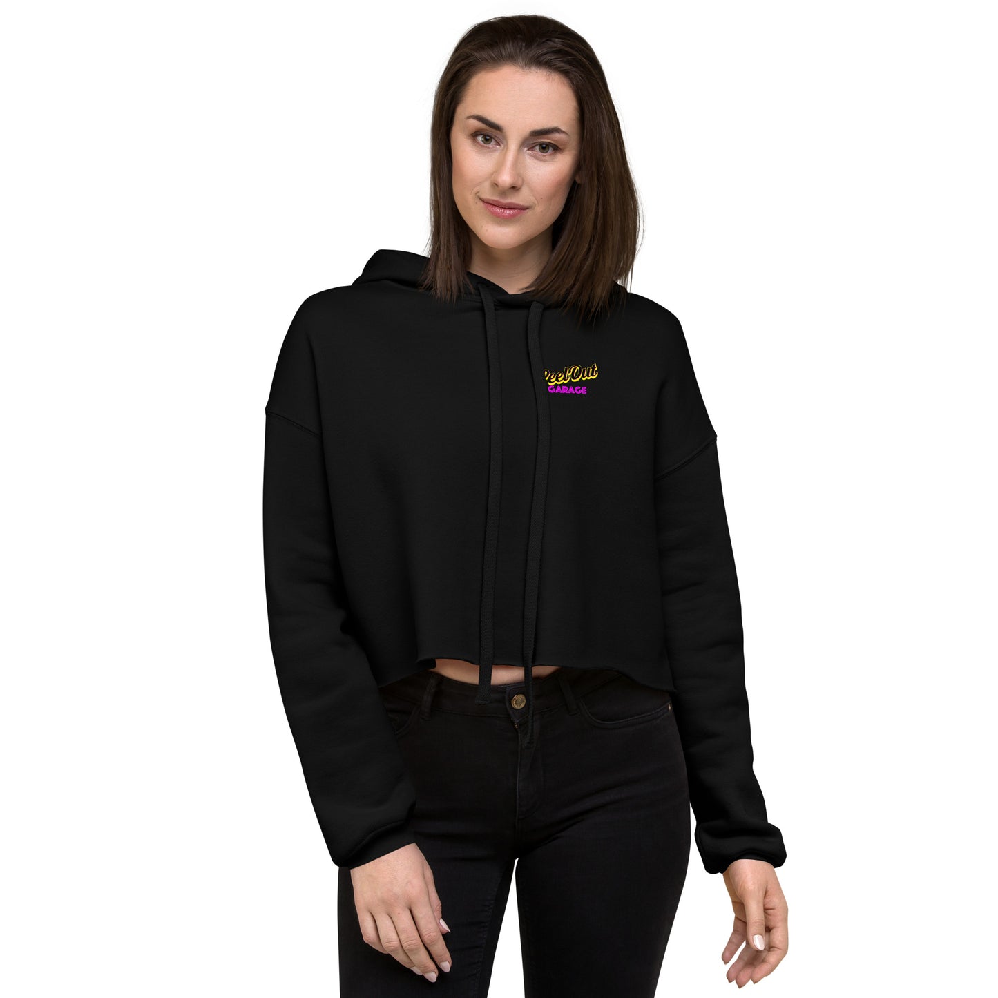 Peel Out Garage Womens Crop Hoodie